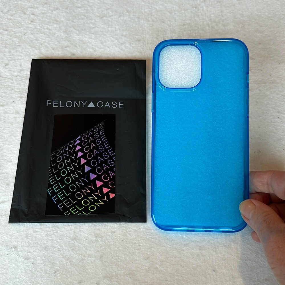 NWOT Felony Case iPhone 13 Pro Max Neon Blue Crystal Clear Phone Case